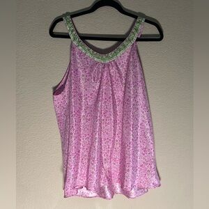 Oscar de la Renta Pink label Tank Top pj top ditsy Floral Cottagecore XL